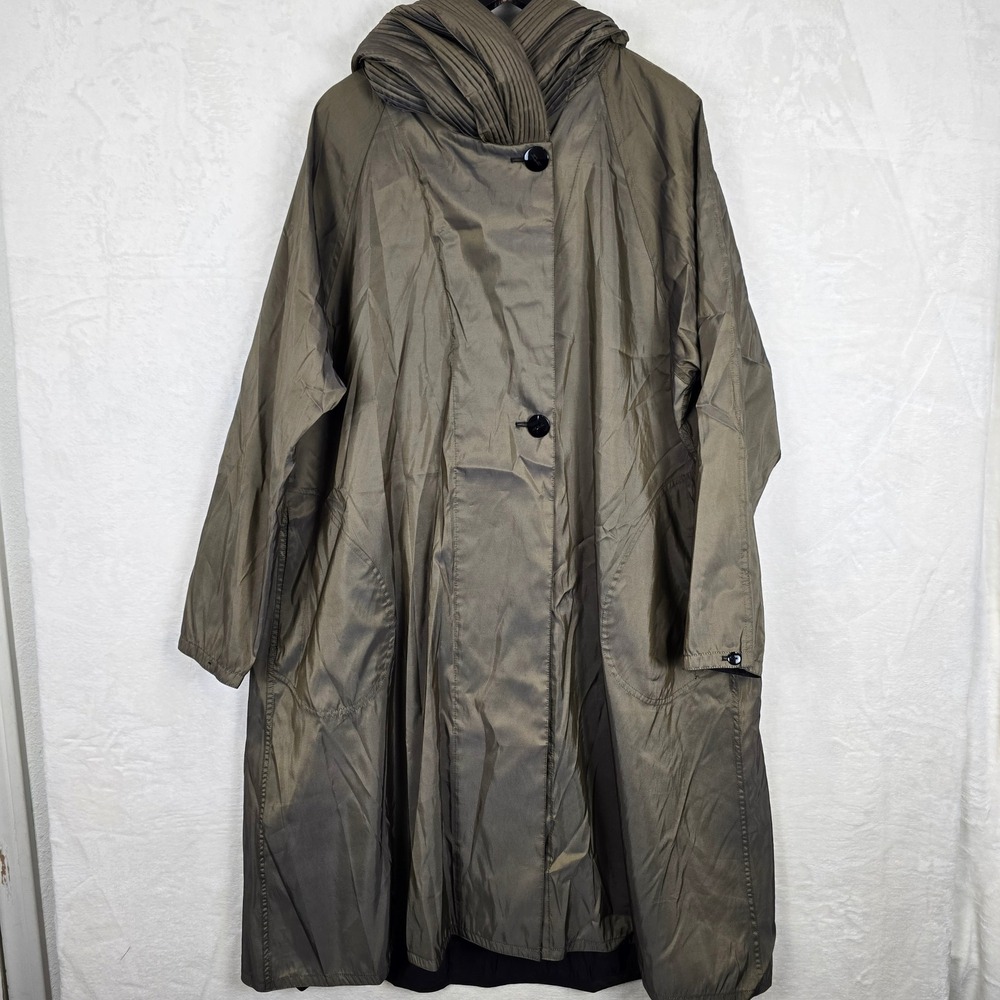 Mycra Pac Now Reversible Hooded Rain Coat Bronze Black Pleated Hood Womens 4-1X
